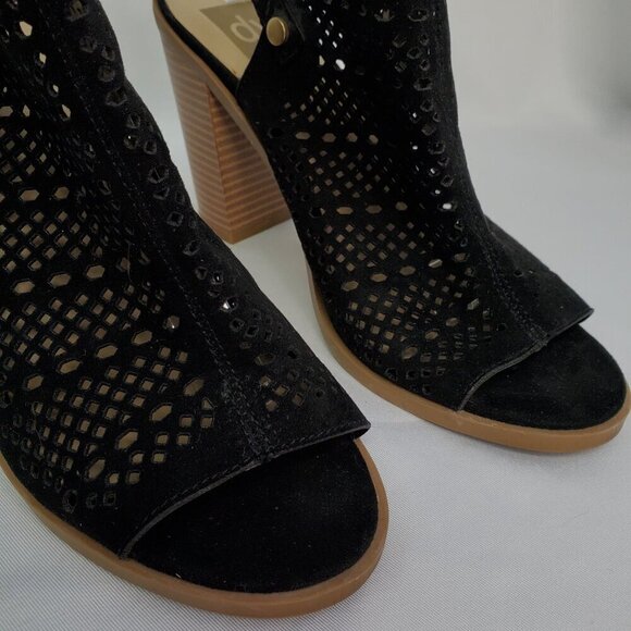 Black Suede Dolce Vita Booties Sandals Size 7 - Picture 2 of 5